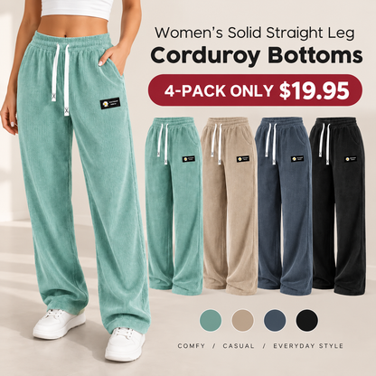 【LAST DAY SALE】Women's Solid Straight Leg Corduroy Bottoms-100% Cotton