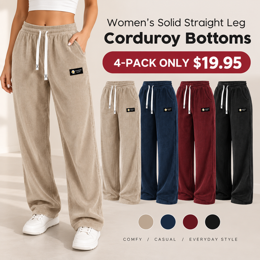 【LAST DAY SALE】Women's Solid Straight Leg Corduroy Bottoms-100% Cotton