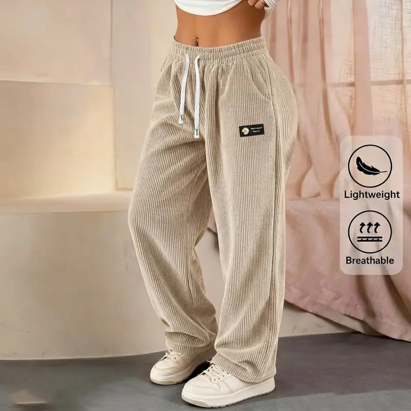 【LAST DAY SALE】Women's Solid Straight Leg Corduroy Bottoms-100% Cotton